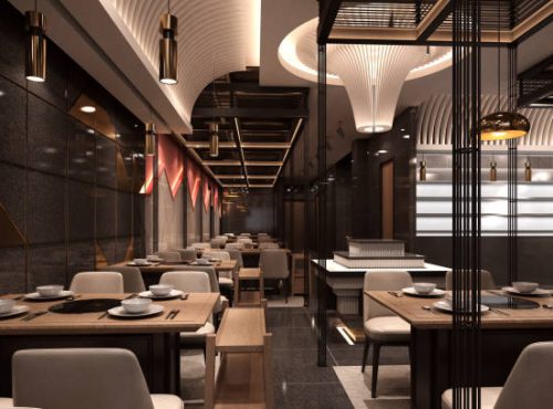 3d render of cafe restaurant interior